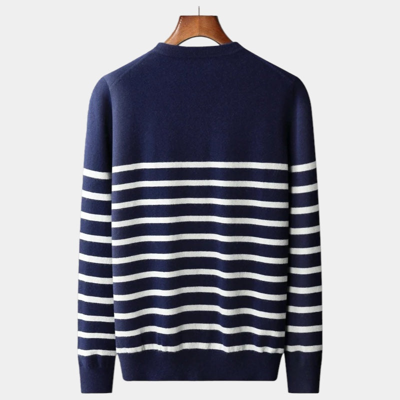 Merino Wool Navy Sweater - Stanislas Parker