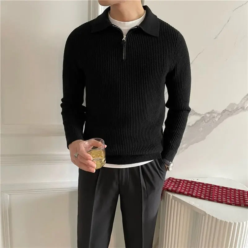 V Collar Zipped Sweater - Stanislas Parker