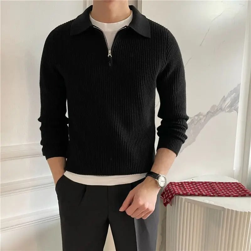 V Collar Zipped Sweater - Stanislas Parker