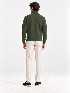 The Half-Zip Sweater — Army Green — 03-back — standing collar corrected v2 — studio 20260913