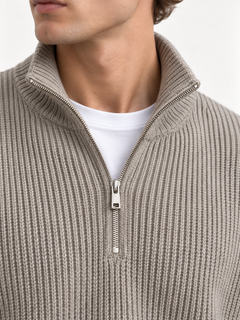 The Half-Zip Sweater — GREY — 04-detail — studio 20260913
