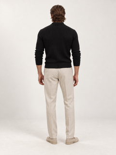 The Long Sleeve V Collar Polo — BLACK — 03-back — studio 20260913
