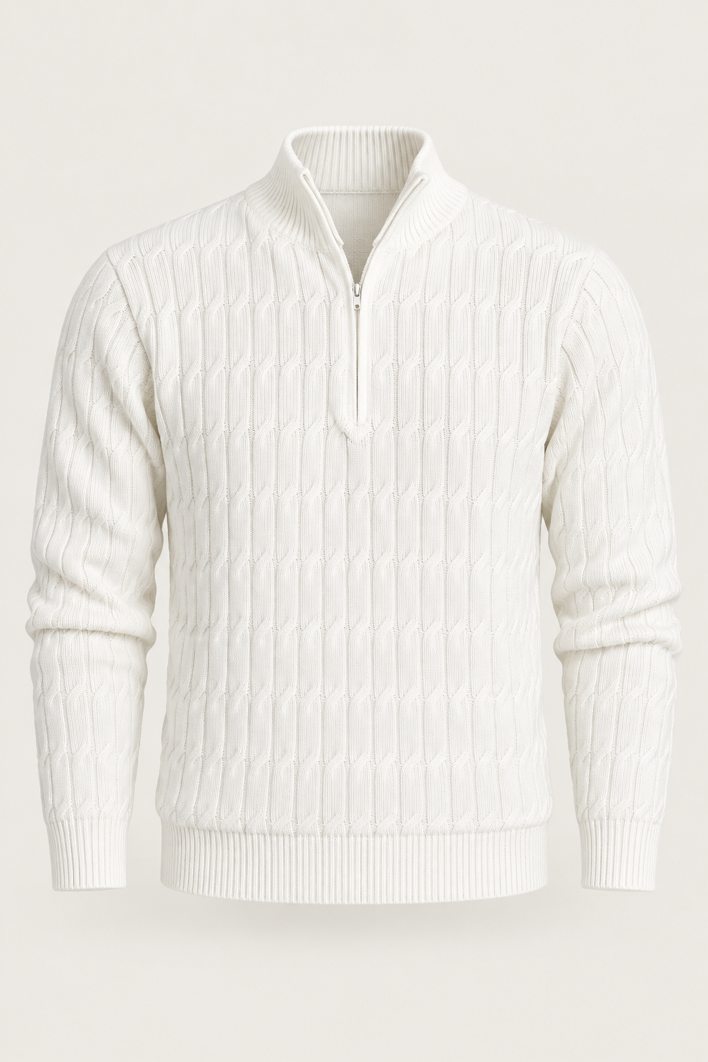 zipped-jacquard-sweater — WHITE — studio packshot