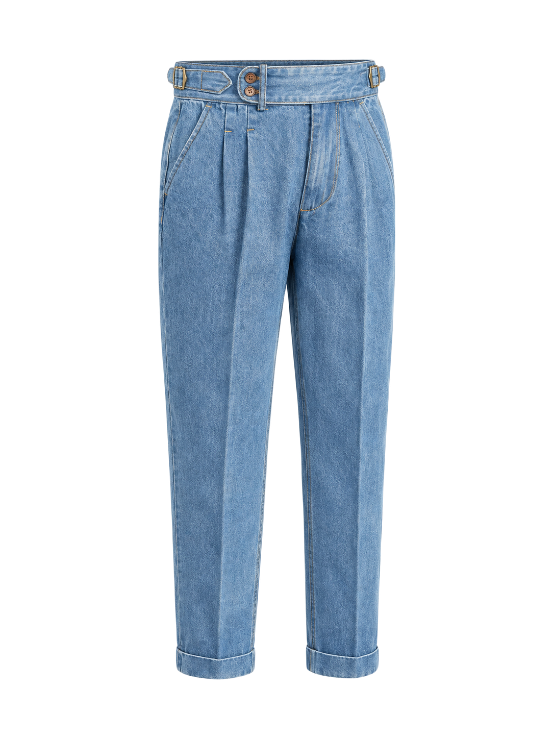 OLD MONEY Denim — LIGHT BLUE studio packshot hero 3:4 transparent 20260912