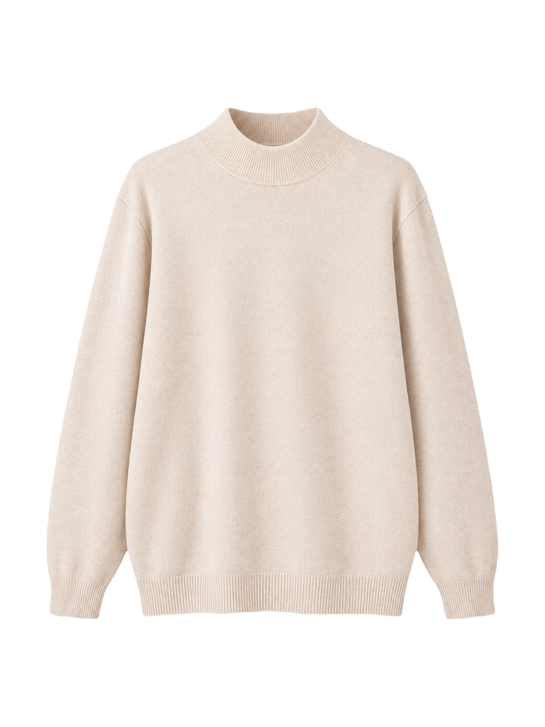 OLD MONEY Merino Wool Half Turtleneck Sweater — BEIGE studio packshot hero 3:4 transparent 20260912