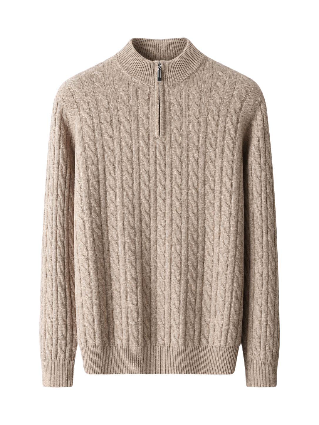 Gestrickter Pullover aus Merinowolle mit Viertelreißverschluss