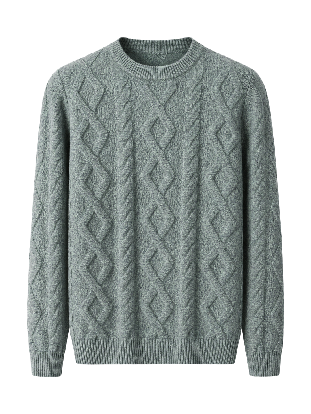 OLD MONEY Merino Wool Padded Knitted Sweater — MILITARY GREEN studio packshot hero 3:4 transparent 20260912