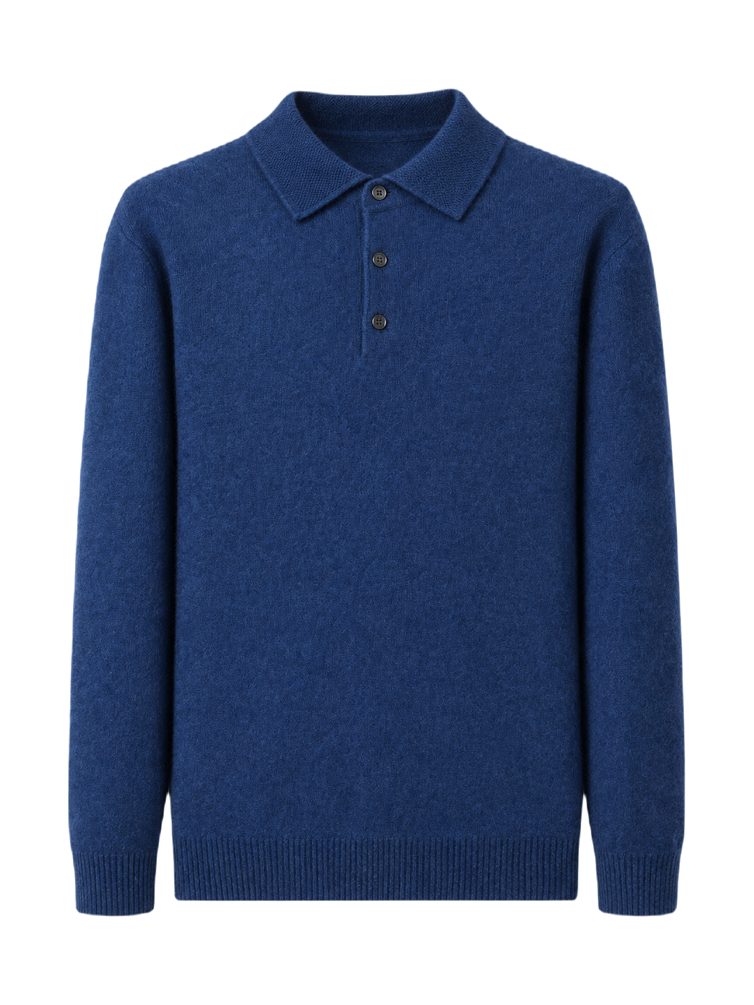 OLD MONEY Merino Wool Polo Collar Sweater — NAVY BLUE studio packshot hero 3:4 transparent 20260912