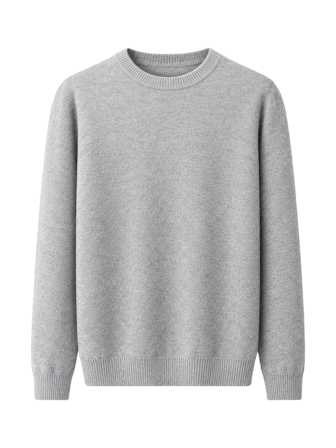 OLD MONEY Merino Wool Round Collar Sweater — LIGHT GREY studio packshot hero 3:4 transparent 20260912