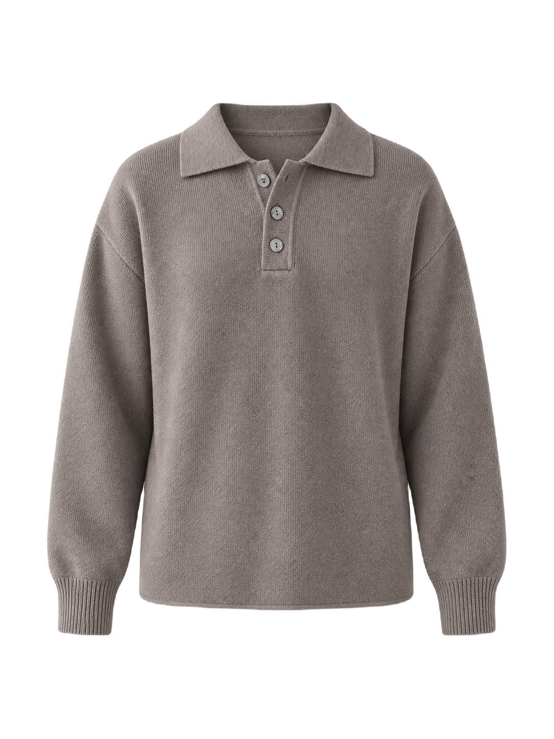 OLD MONEY Polo Sweater — COFFEE studio packshot hero 3:4 transparent 20260912