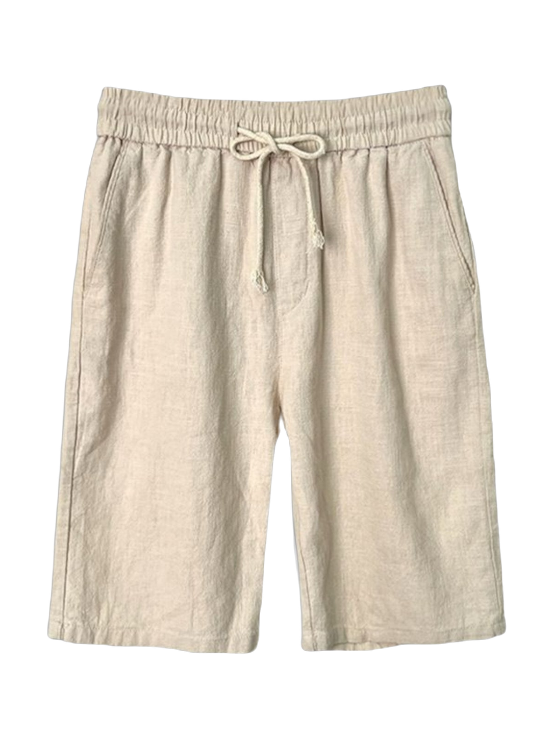 OLD MONEY Relaxed Fit Linen Short — BEIGE studio packshot hero 3:4 transparent 20260912