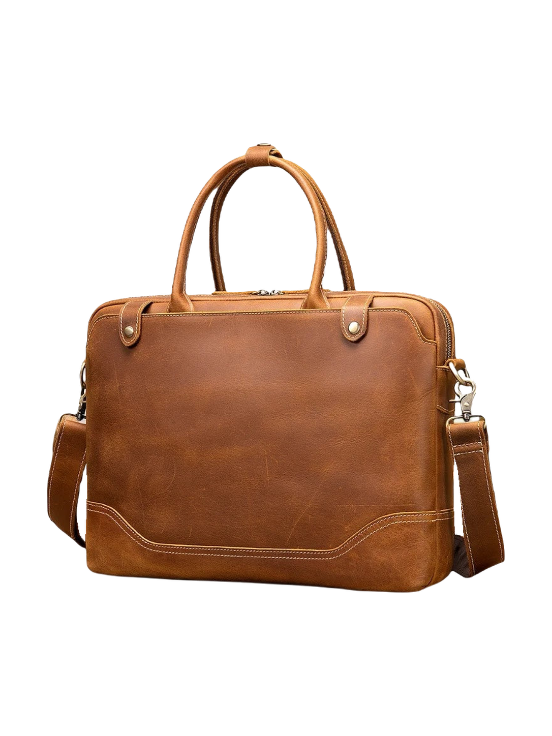 OLD MONEY Shoulder Bag — Cognac studio packshot hero 3:4 transparent 20260912
