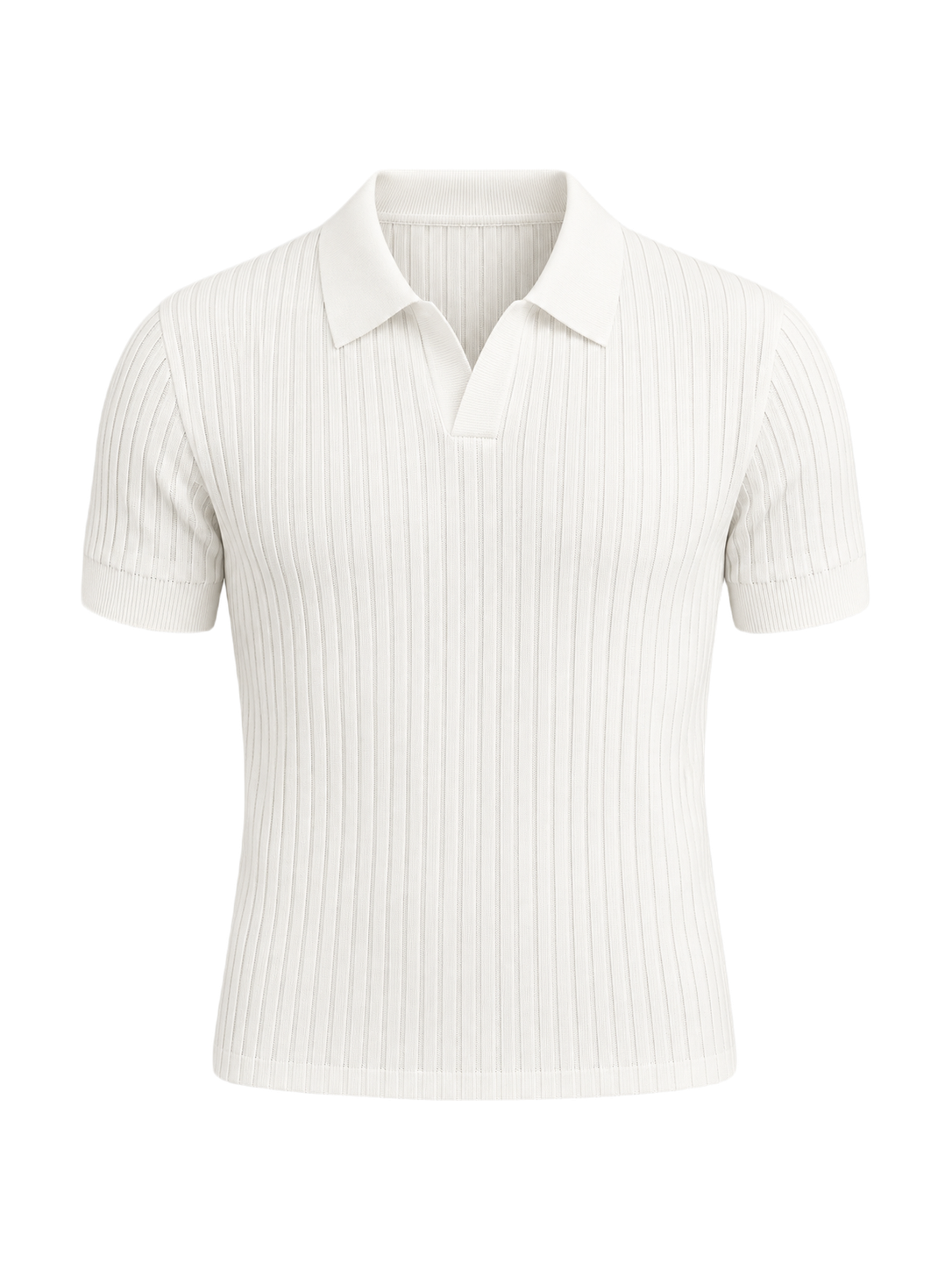 OLD MONEY Slim Polo — WHITE studio packshot hero 3:4 transparent 20260912