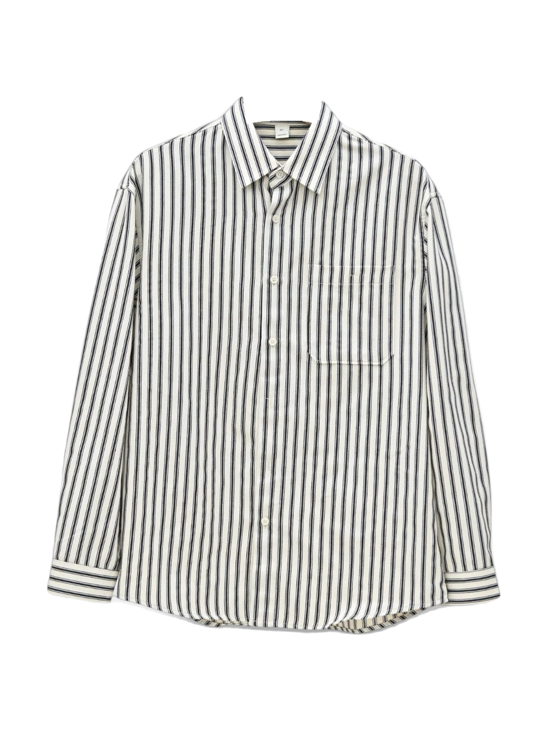 OLD MONEY Striped Long Sleeve Shirt — BLACK studio packshot hero 3:4 transparent 20260912