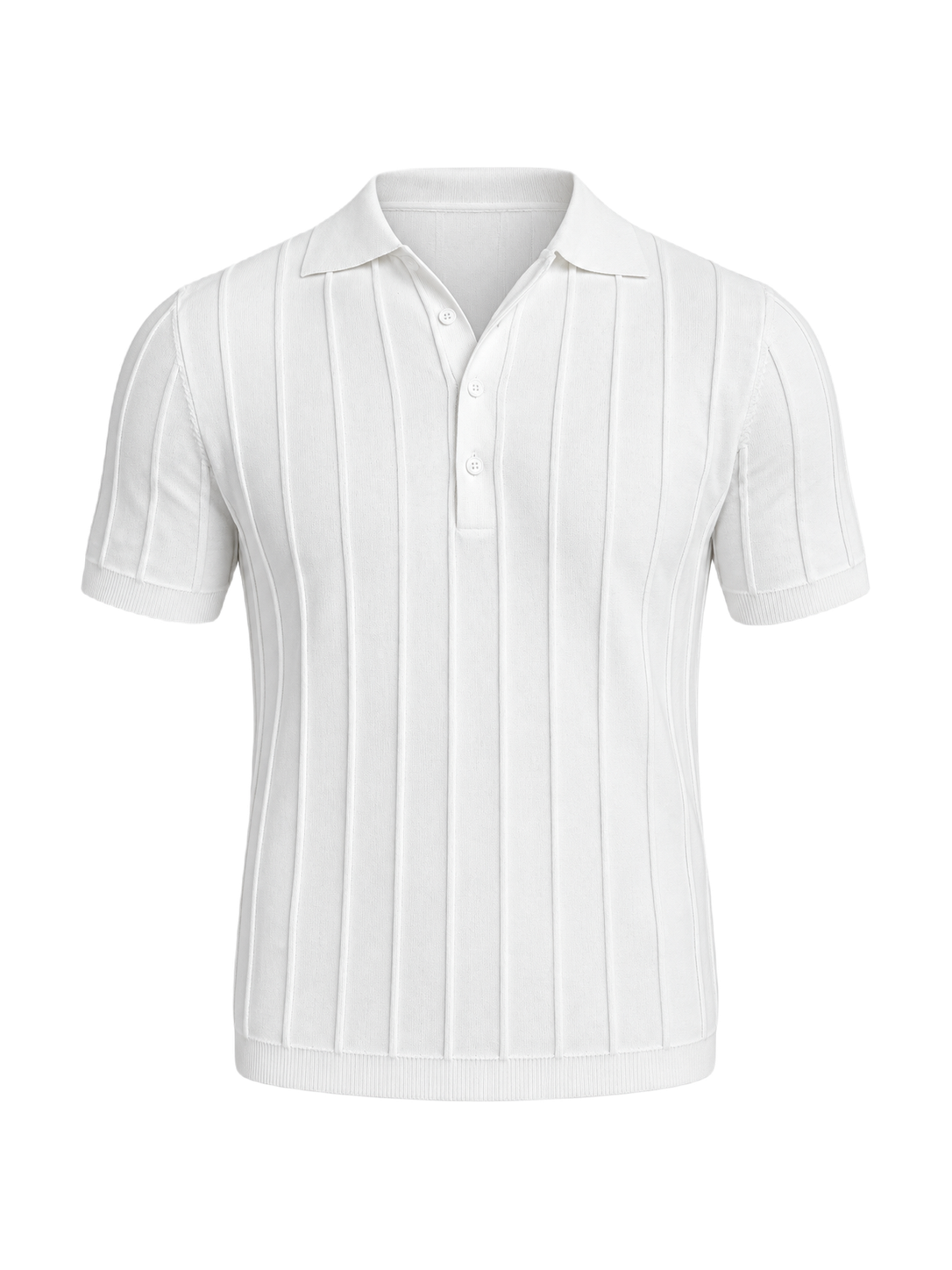 OLD MONEY Striped Polo Shirt — WHITE studio packshot hero 3:4 transparent 20260912