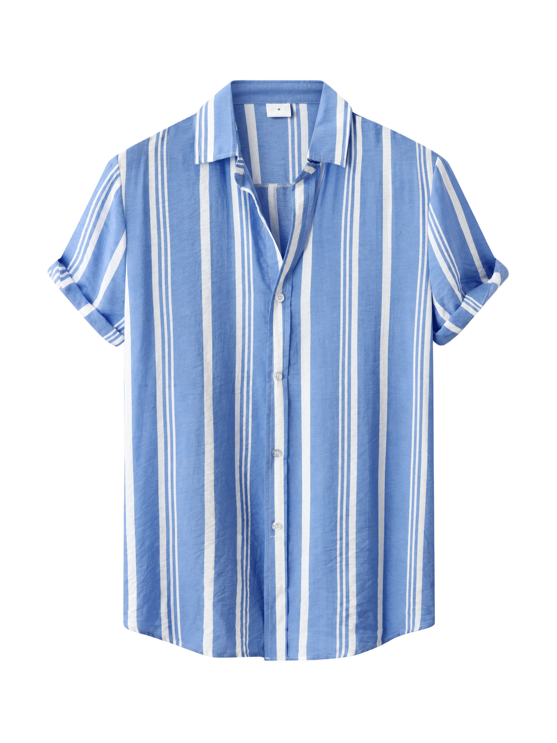 OLD MONEY Striped Shirt — SKY BLUE studio packshot hero 3:4 transparent 20260912