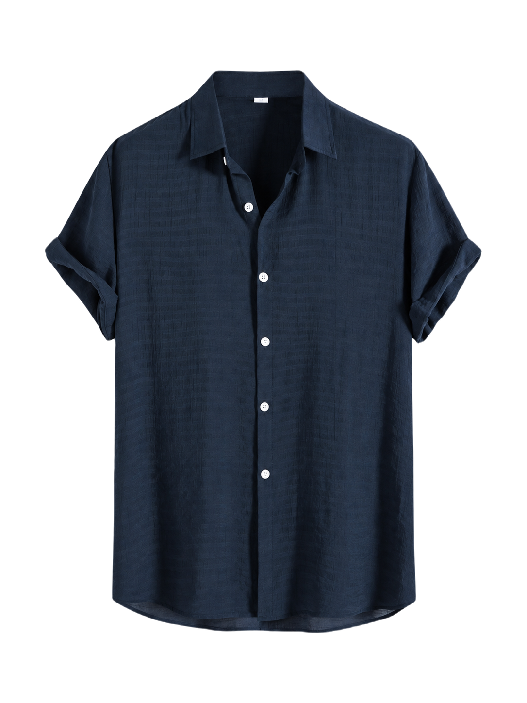 OLD MONEY Summer Shirt — NAVY BLUE studio packshot hero 3:4 transparent 20260912