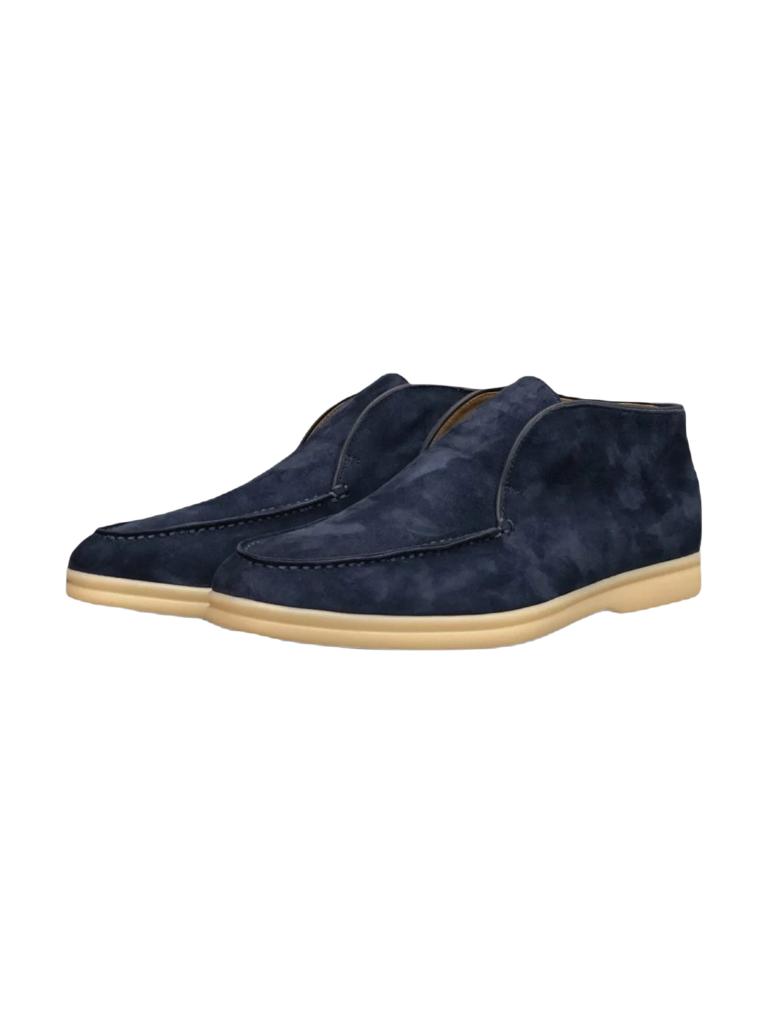 OLD MONEY Suede Shoes — NAVY BLUE studio packshot hero 3:4 transparent 20260912