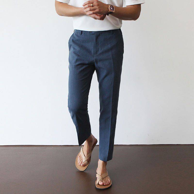 Pantalón de lino in AZUL MARINO