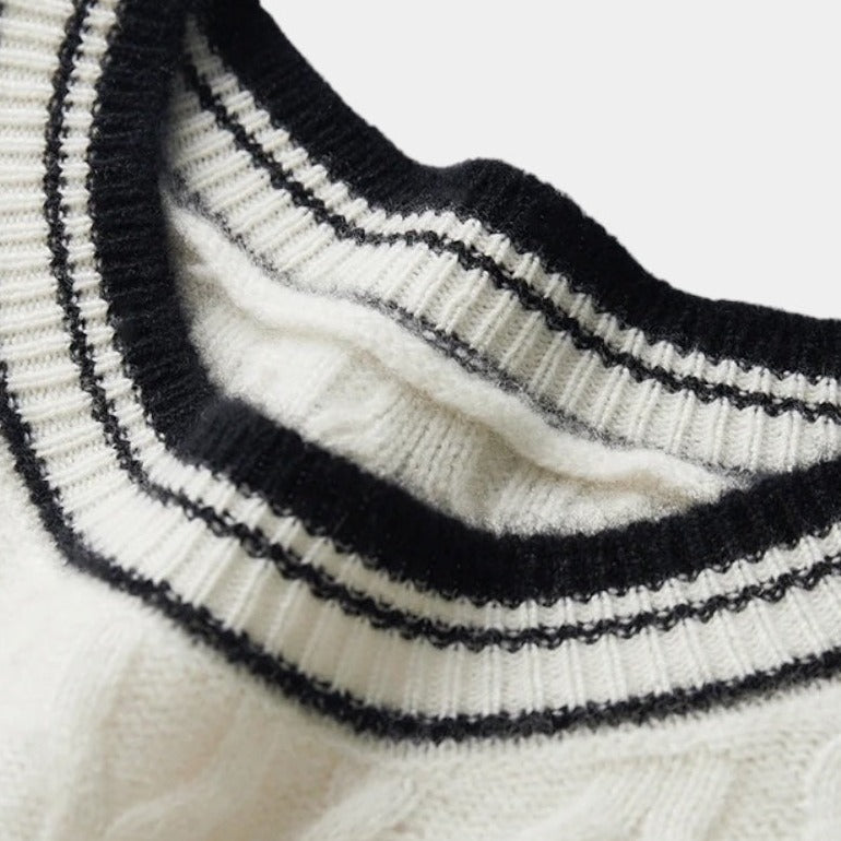 Merino Wool Round Neck Knitted Sweater - Stanislas Parker