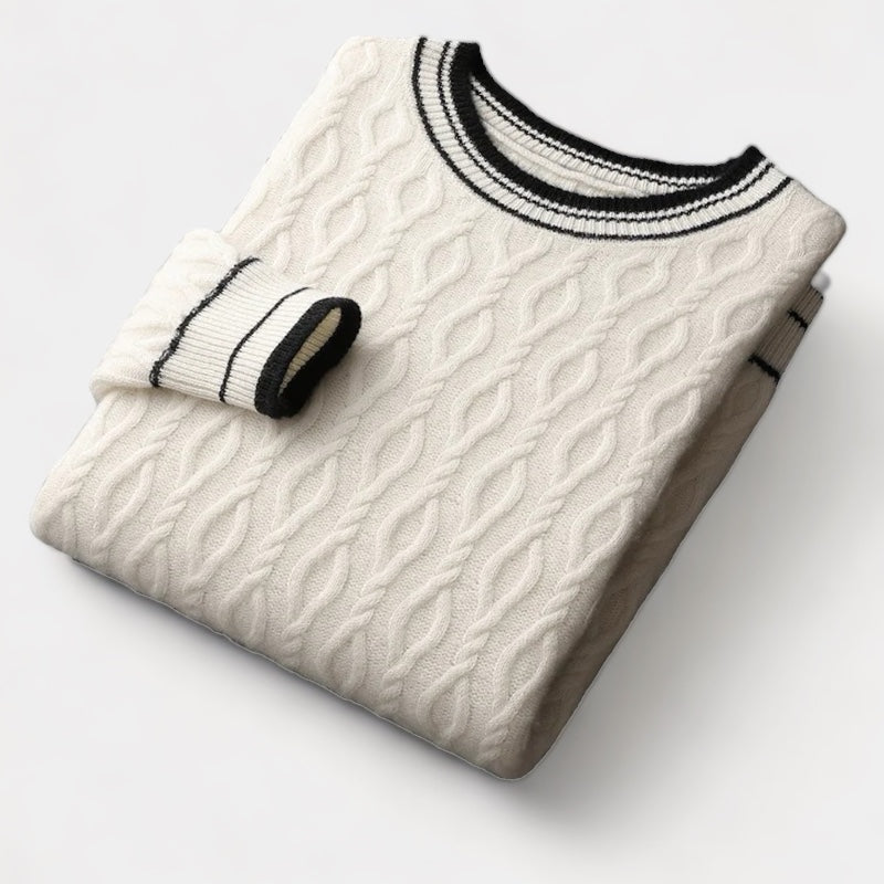Merino Wool Round Neck Knitted Sweater - Stanislas Parker