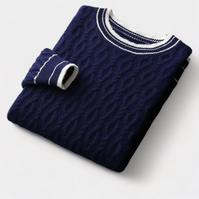 Merino Wool Round Neck Knitted Sweater - Stanislas Parker