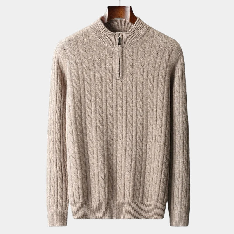 Merino Wool Knitted Quarter-Zip Sweater - Stanislas Parker