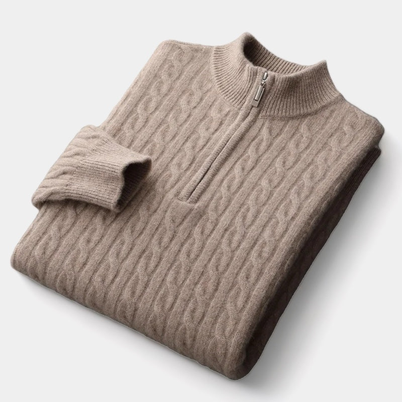 Merino Wool Knitted Quarter-Zip Sweater - Stanislas Parker