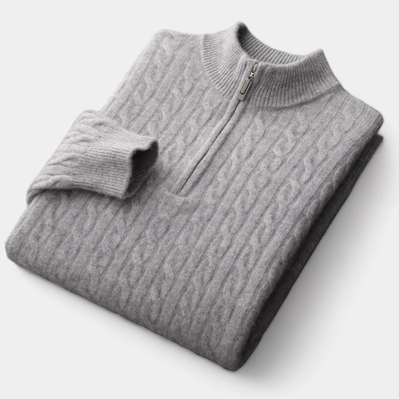 Merino Wool Knitted Quarter-Zip Sweater - Stanislas Parker