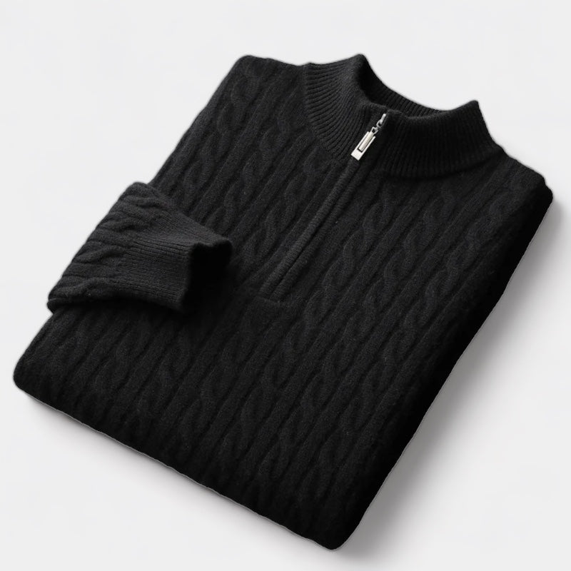 Merino Wool Knitted Quarter-Zip Sweater - Stanislas Parker