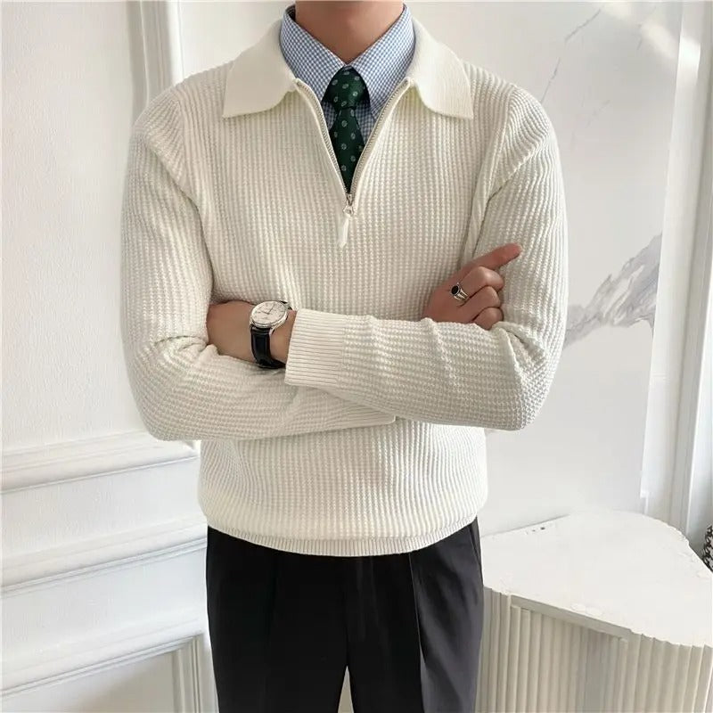 V Collar Zipped Sweater - Stanislas Parker
