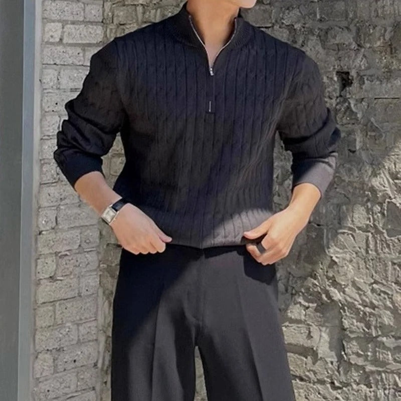 Zipped Jacquard Sweater - Stanislas Parker