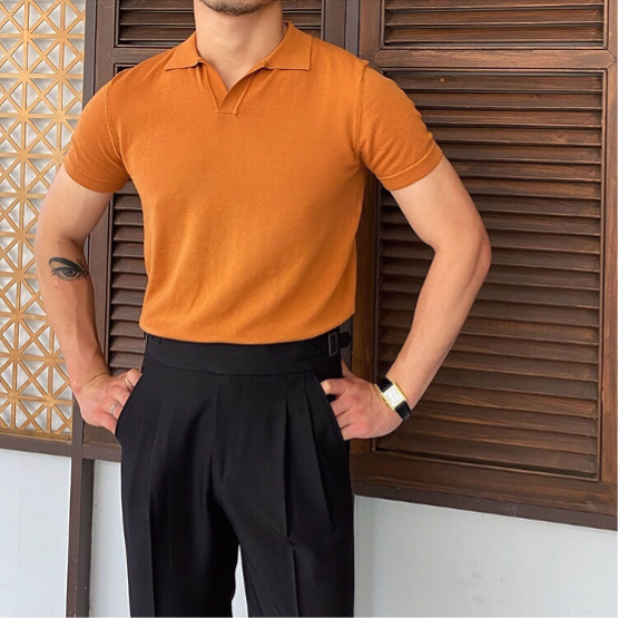 V Collar Polo Shirt