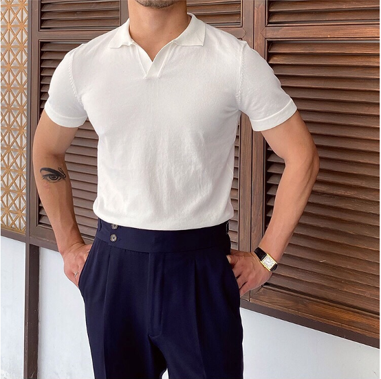 V Collar Polo Shirt