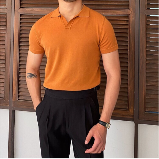 V Collar Polo Shirt