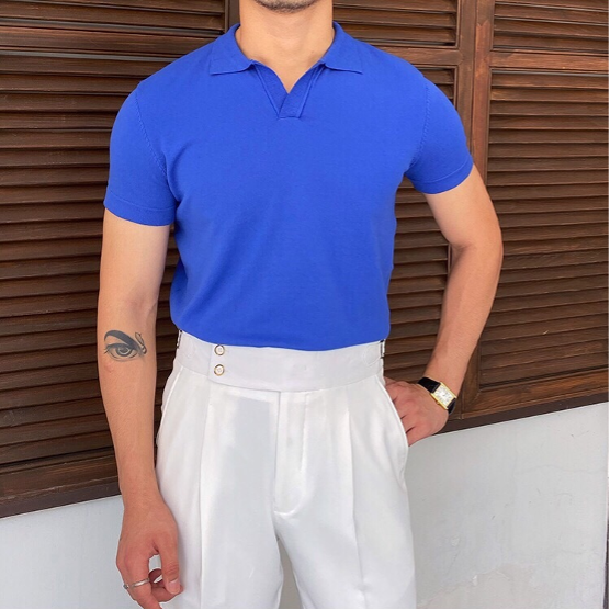 V Collar Polo Shirt