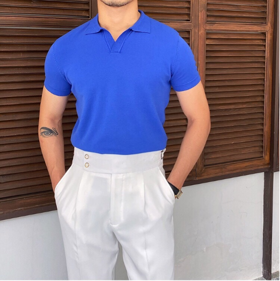 V Collar Polo Shirt