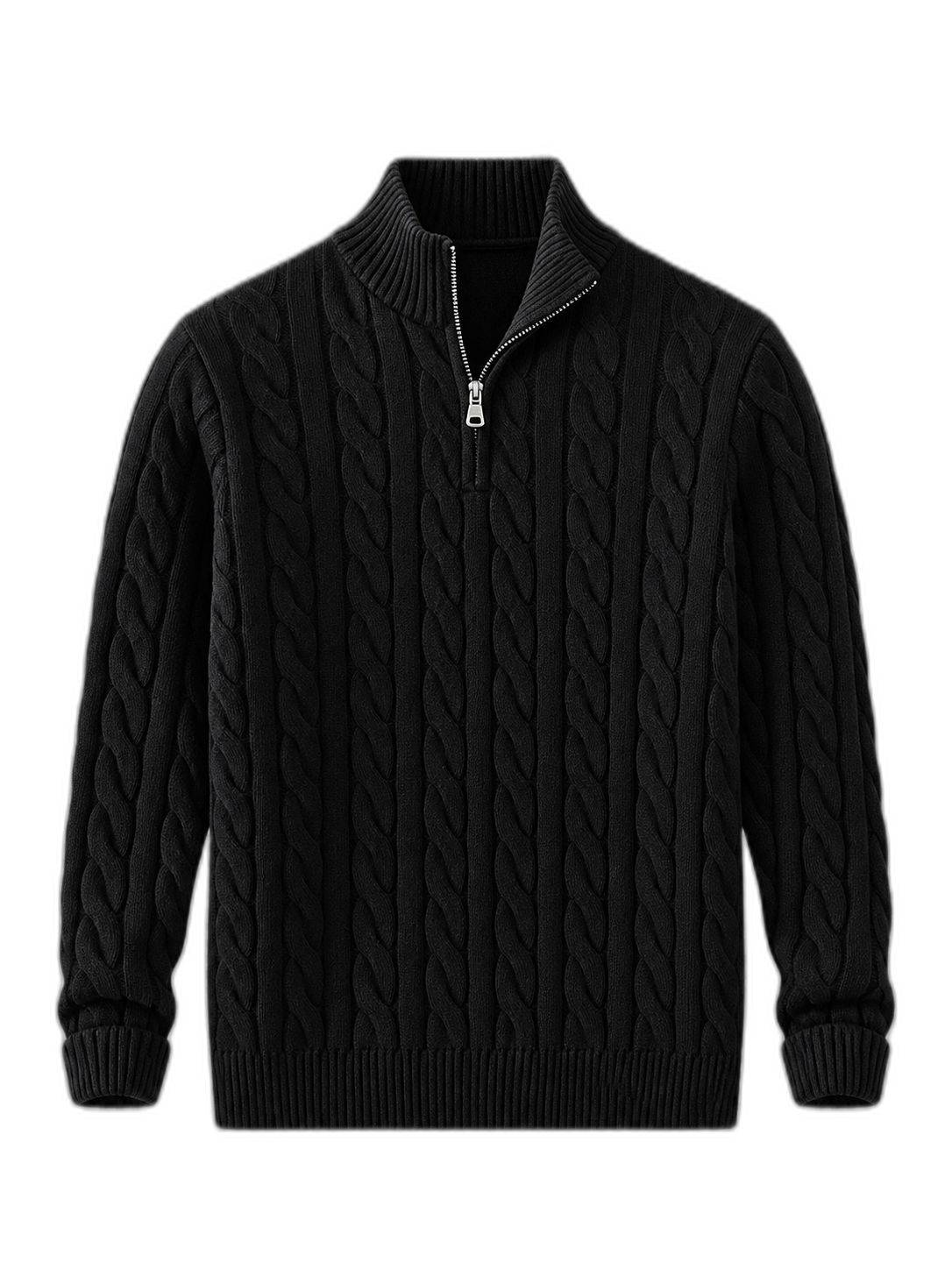 Jacquard Mock Neck Sweater in BLACK