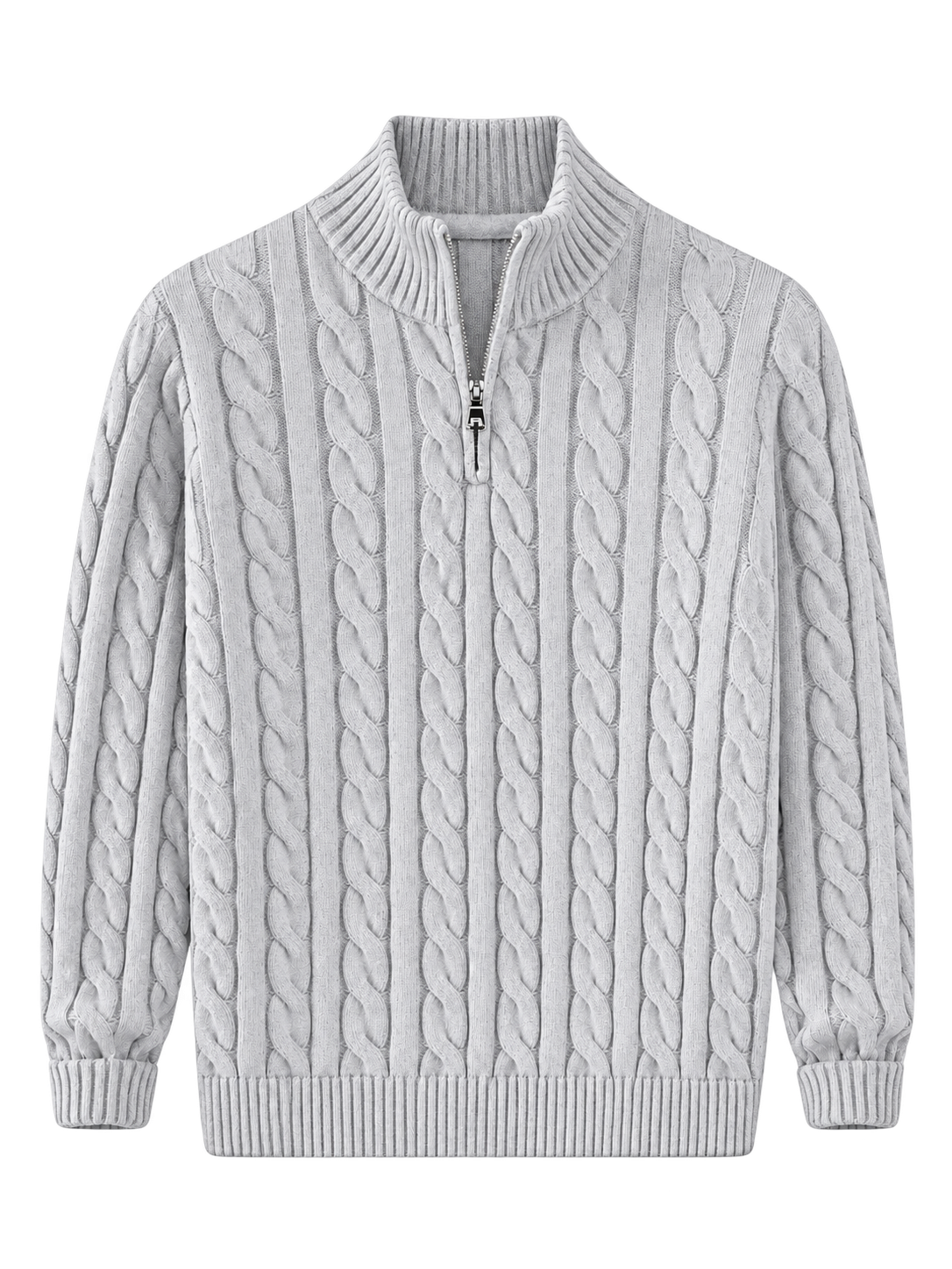 Jacquard Mock Neck Sweater in LIGHT GREY
