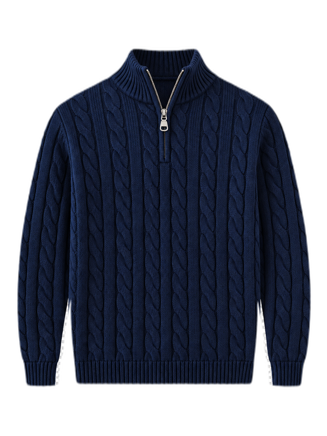 Jacquard Mock Neck Sweater in NAVY BLUE