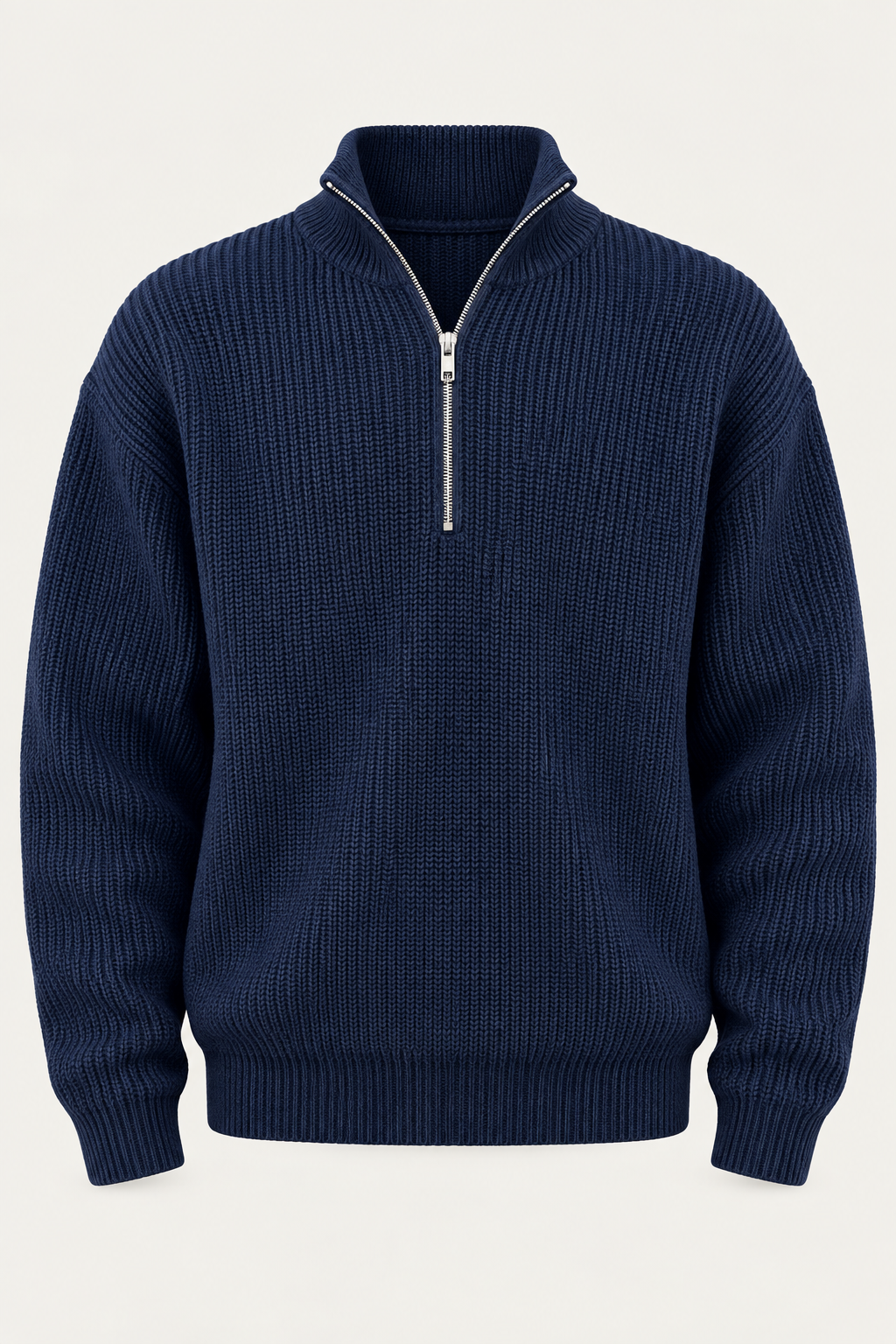 Navy half-zip knitwear