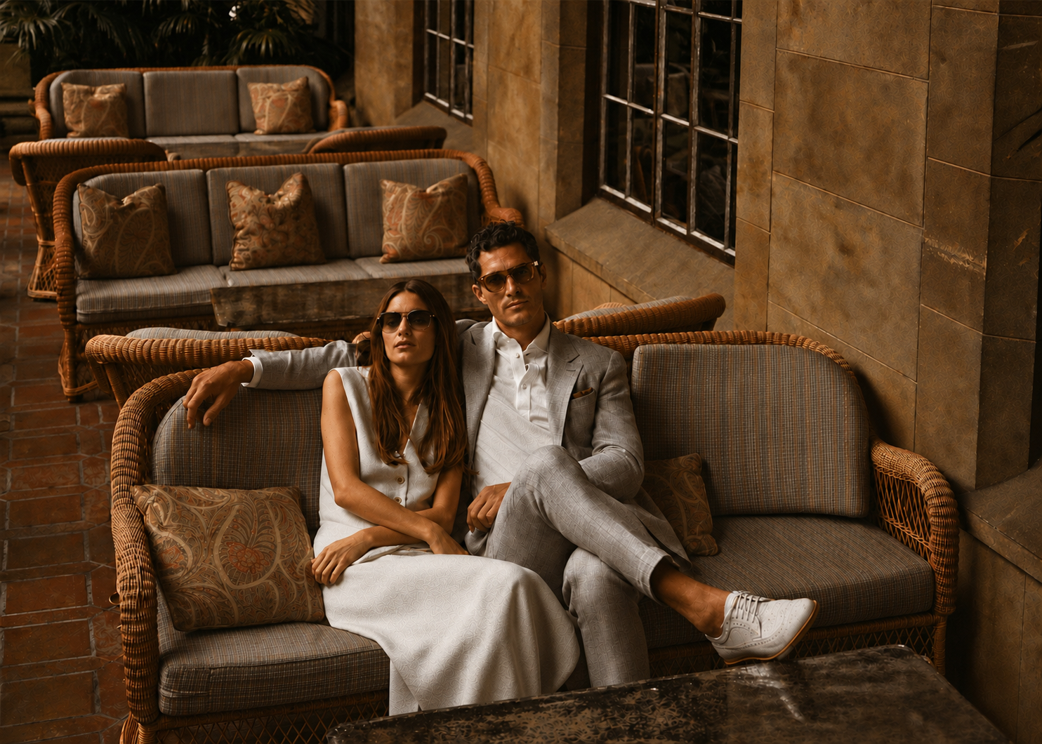 Stanislas Parker editorial — relaxed tailoring on a sunlit terrace